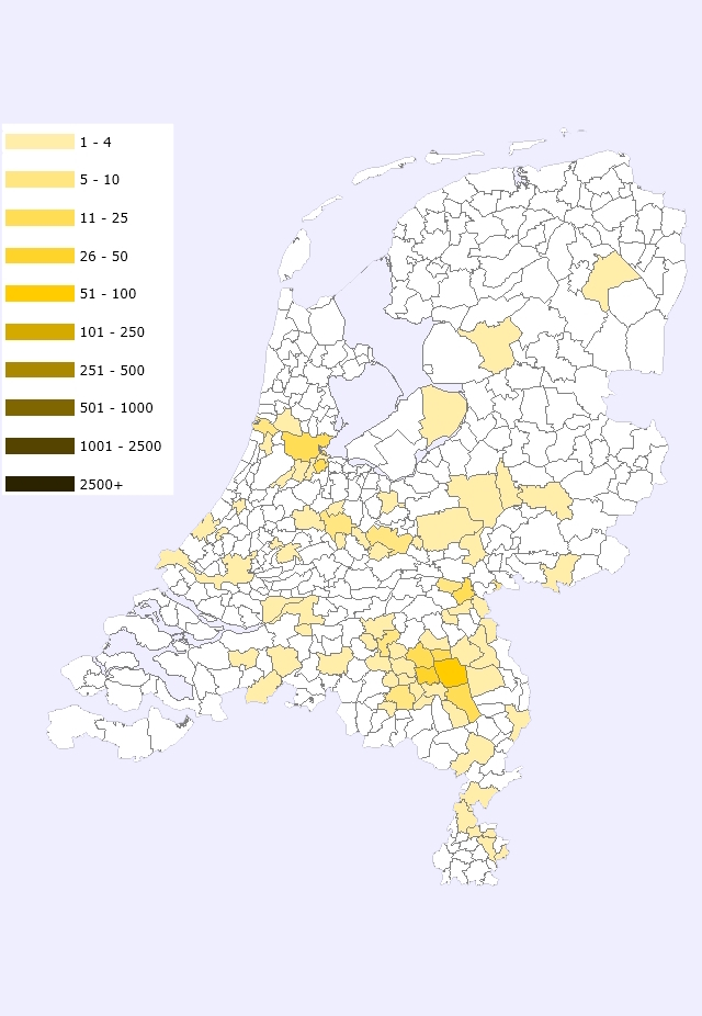 Verspreiding Penninx in 2007